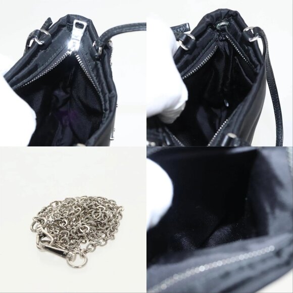 PRADA Chain Shoulder Bag Nylon Black Silver Auth 100262AV - Picture 13 of 14